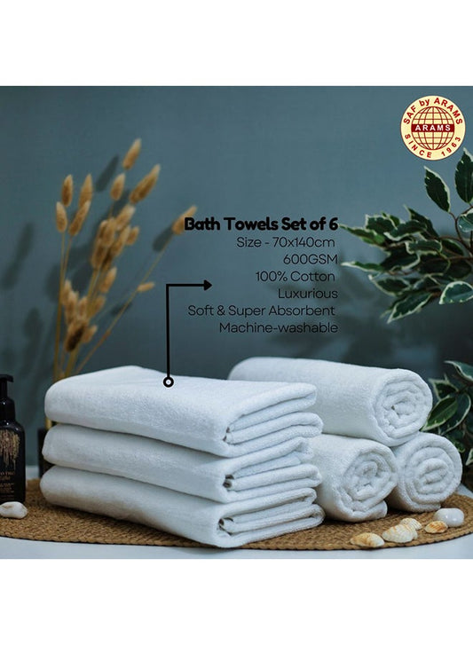 Premium 6-Piece White Bath Towel Set