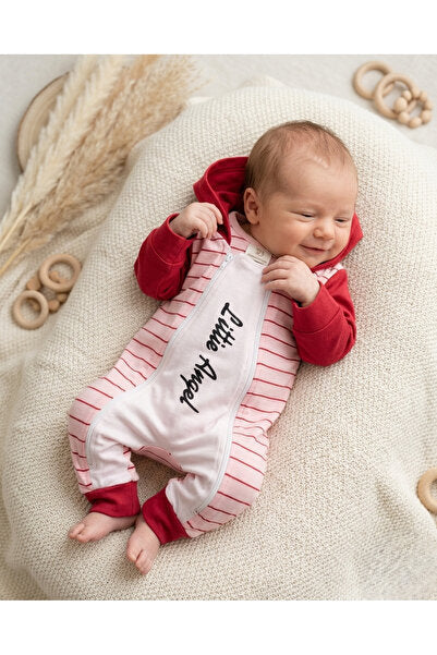 Adorable Comfort: "Little Angel" Hooded Zip Romper
