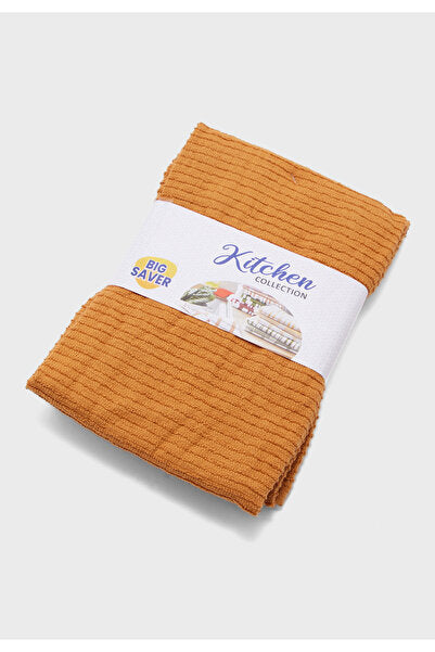 Gold Color 2-Piece Ribbed Cotton Kitchen Dish Towel Set - Soft & Absorbent
