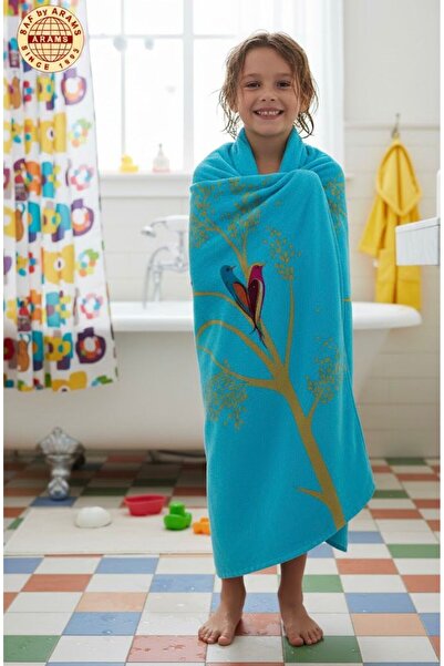 Ocean Blue Birds Kids' Cotton Beach Towel - Soft & Absorbent