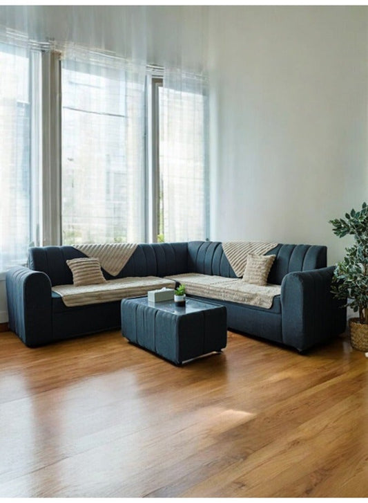 6-Piece Plush Velvet Sofa Cover Set