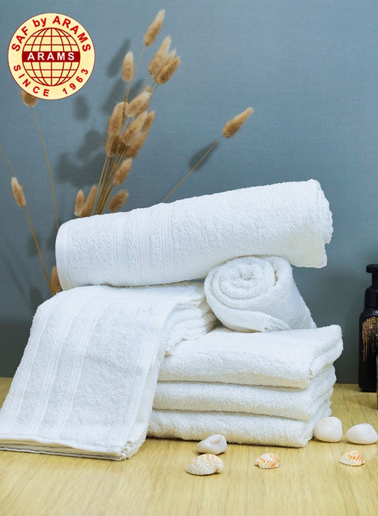 Classic 3-Line 6-Piece White Bath Towel Set