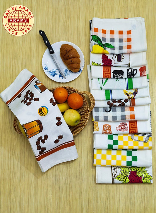 Elegant 6-Design 12-Pieces pack Kitchen Towel Set with Beautiful Printed Patterns