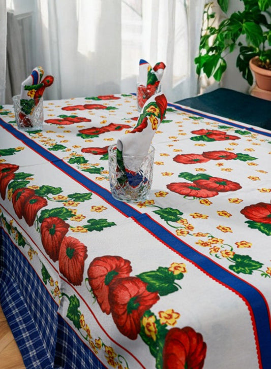 Elegant 13-Piece Tablecloth & Napkins Set For Upto 12 People Blue Color
