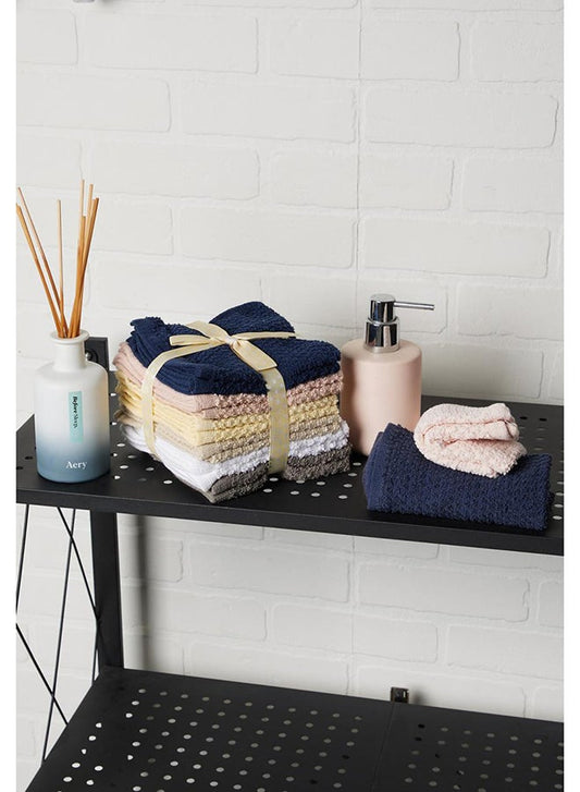 12-Piece Popcorn Weave Cotton Wash Cloth Set