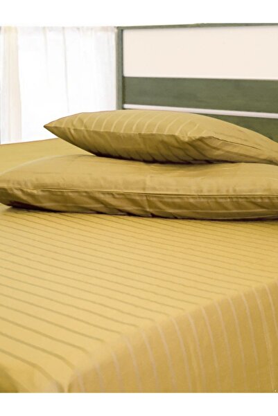 Yellow Color 3-Piece King Hotel Linen Bed Sheet Set - 250TC Sateen Stripe